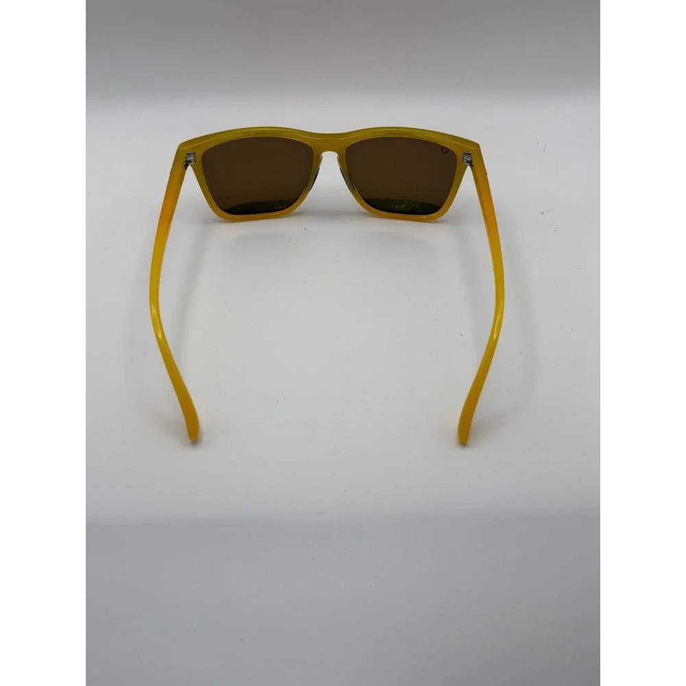 Knockaround Sunglasses Yellow Orange Frame Mirror Lens Logo K‎ on Lens